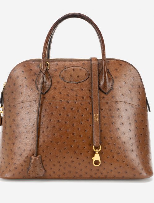 Hermès Vintage Bolide 37 Ostrich Tabacco Front