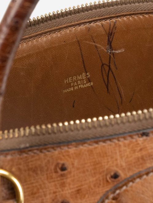Hermès Vintage Bolide 37 Ostrich Tabacco Zipper