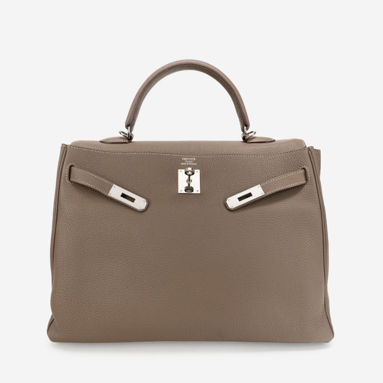 Hermès Kelly 35 Clemence Etoupe Front Open
