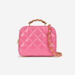 Chanel Vintage Vanity Case Patent Leather Pink Front