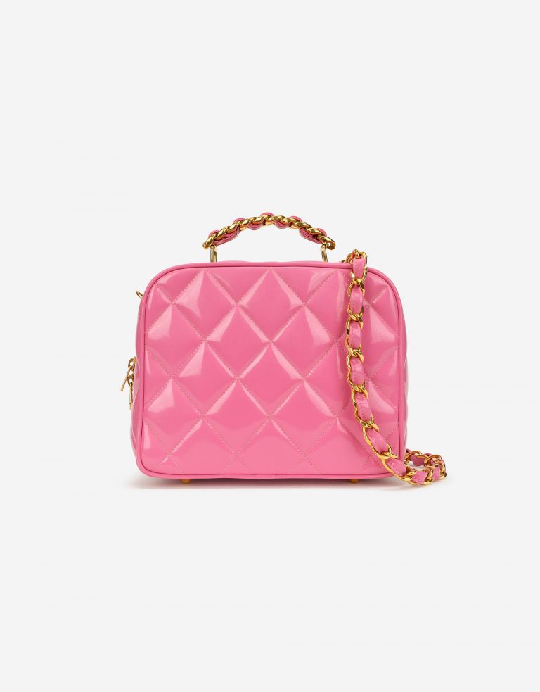 Chanel Vintage Vanity Case Patent Leather Pink Front