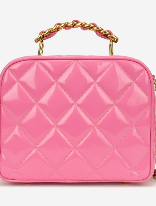 Chanel Vintage Vanity Case Patent Leather Pink Backside