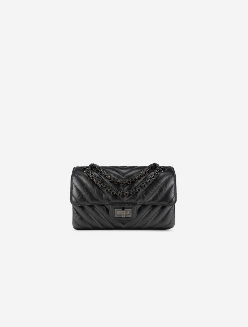 Chanel 2.55 Mini Rectangular So Black Chevron Lamb Front