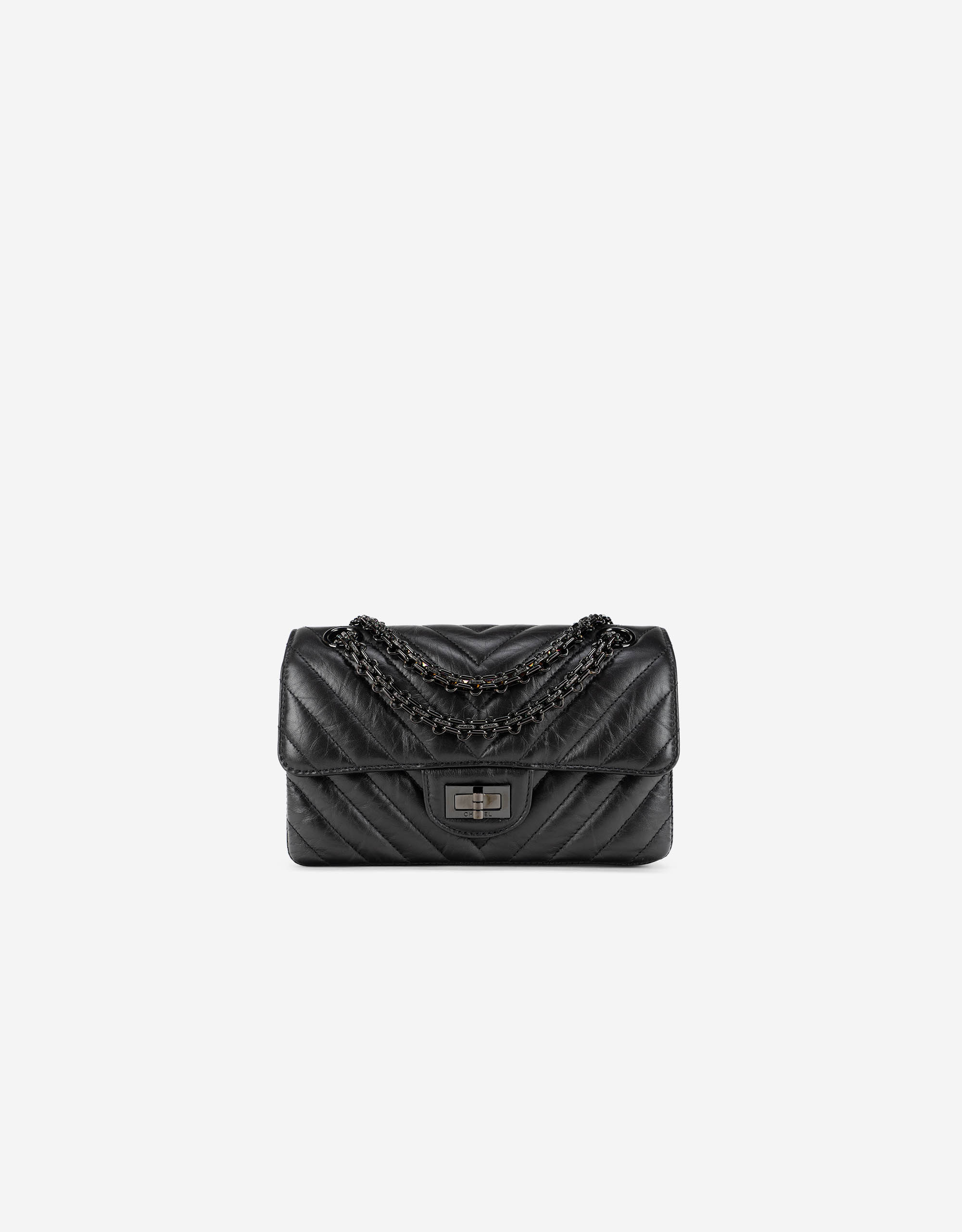 Chanel Mini Rectangular Lamb Chevron So Black SACLÀB