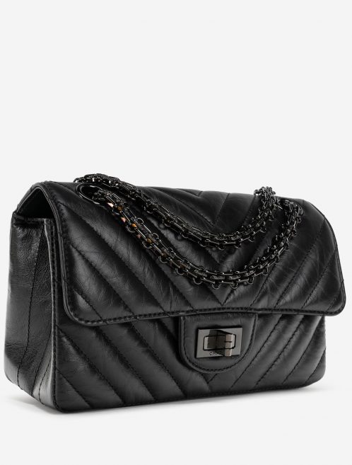 Chanel 2.55 Mini Rectangular So Black Chevron Lamb Side