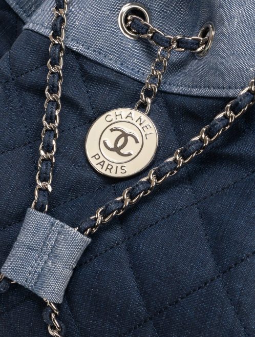 Chanel Drawstring Backpack Denim Blue Hardware