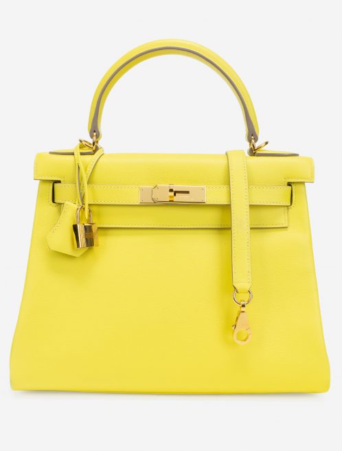 Hermès Kelly 28 Evercolor Lime GHW Front