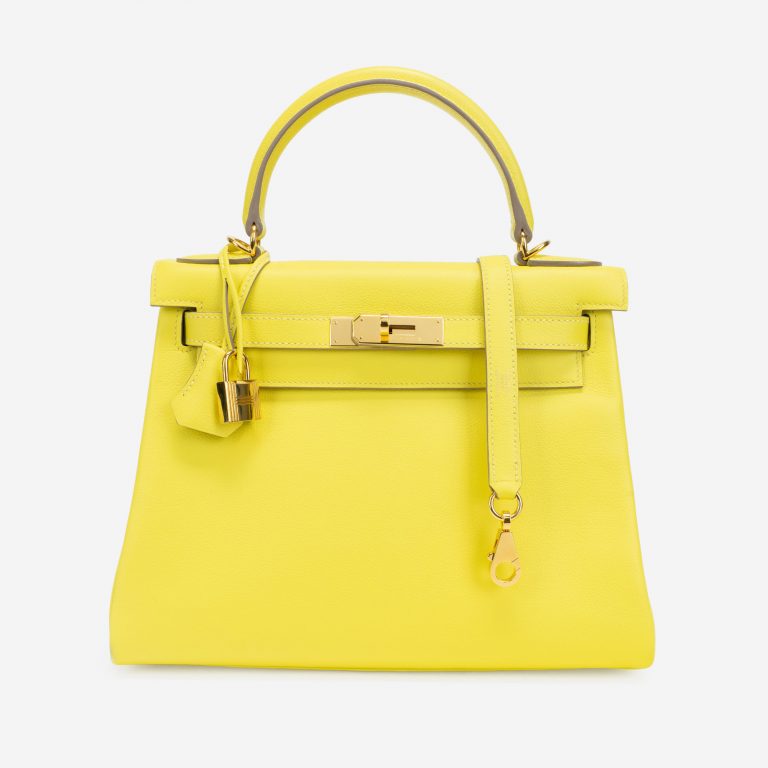 Hermès Kelly 28 Evercolor Lime GHW Front