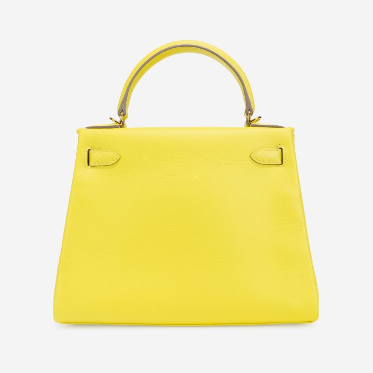 Hermès Kelly 28 Evercolor Lime GHW Back
