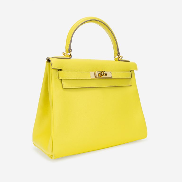 Hermès Kelly 28 Evercolor Lime GHW Side