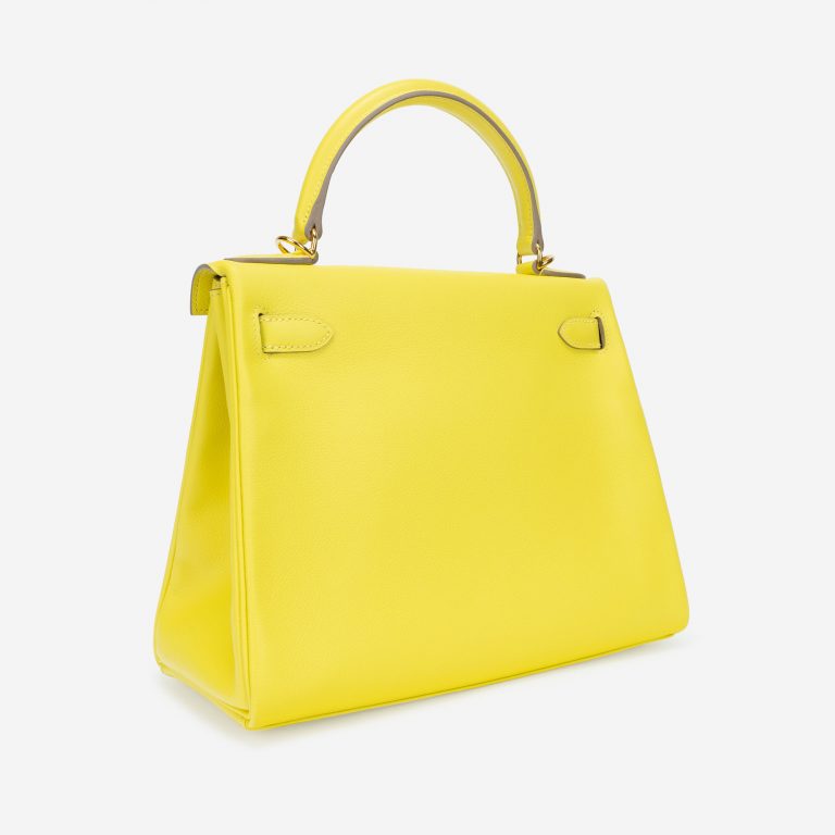 Hermès Kelly 28 Evercolor Lime GHW Back Side