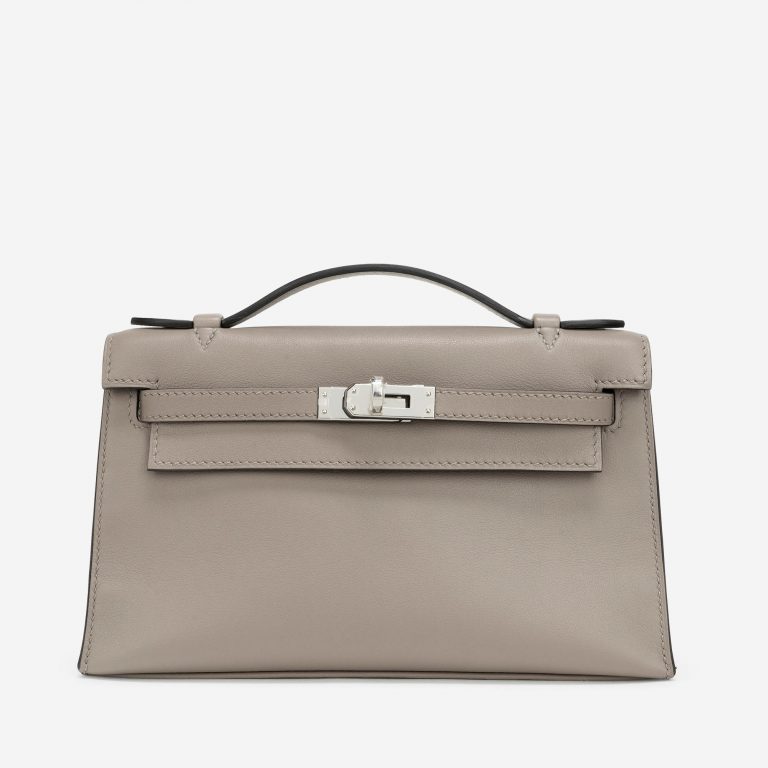 Hermès Kelly Pochette Swift Gris Asphalte Front