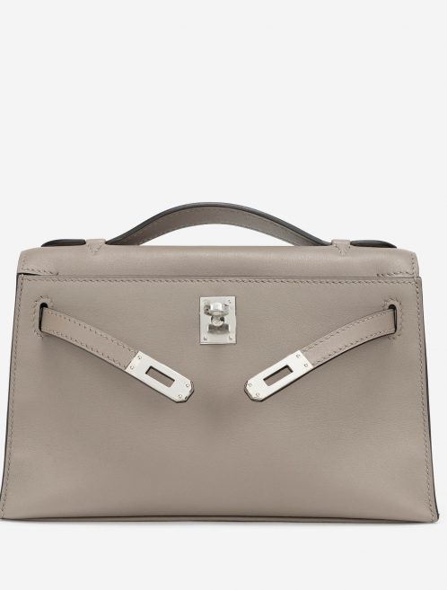 Hermès Kelly Pochette Swift Gris Asphalte Front Open
