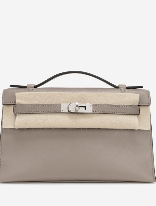 Hermès Kelly Pochette Swift Gris Asphalte Front Felt