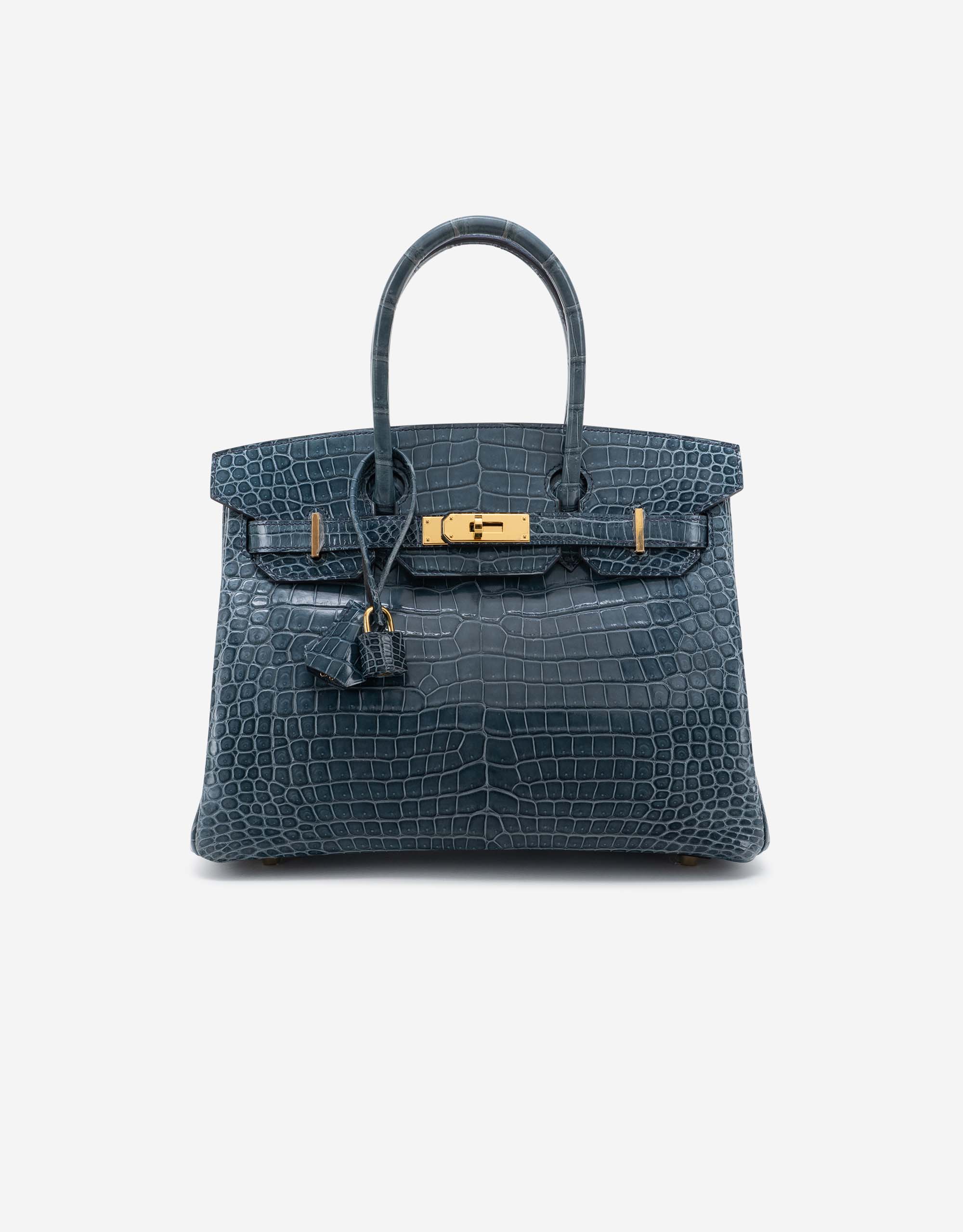 Hermès Birkin 30 Porosus Crocodile Blue Tempete SACLÀB