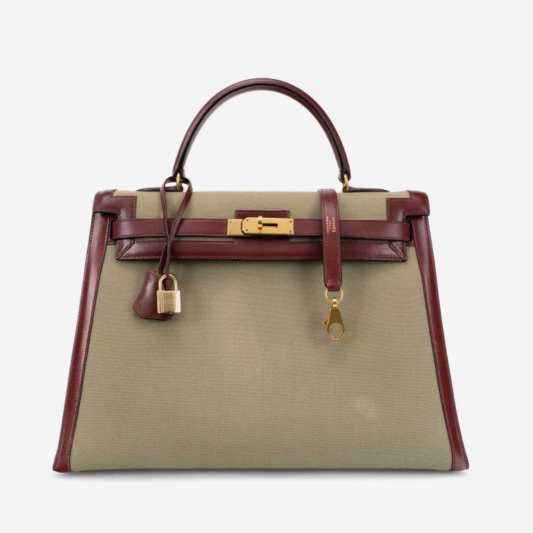 Hermès Kelly 35 Toile Canvas / Tadelakt Rouge H