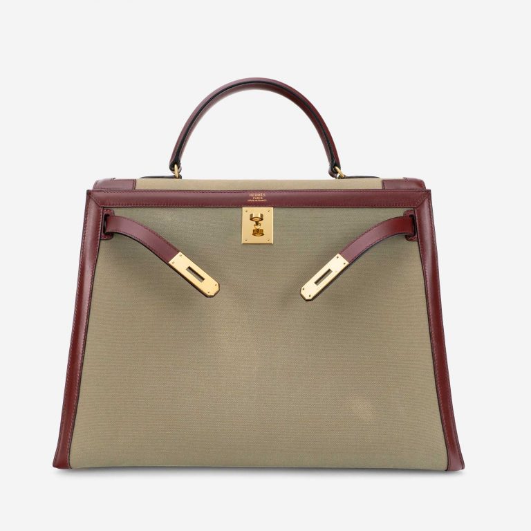 Hermès Kelly 35 Toile Canvas / Tadelakt Rouge H