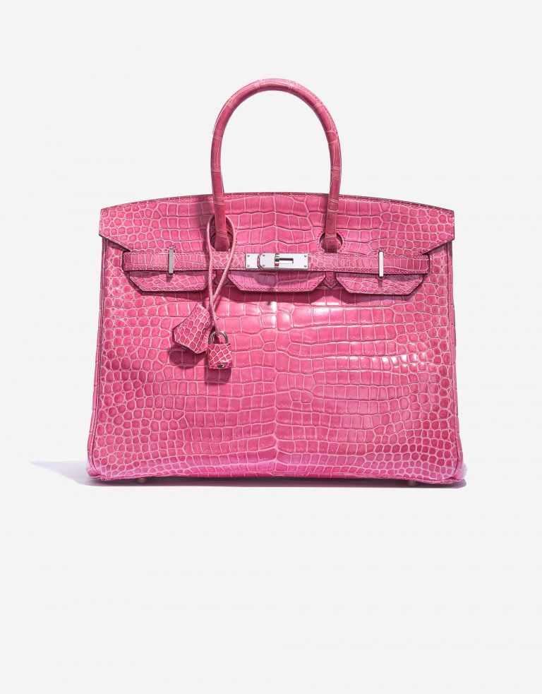 Hermès Birkin 35 Porosus Crocodile Lisse Rose Tyrien Front