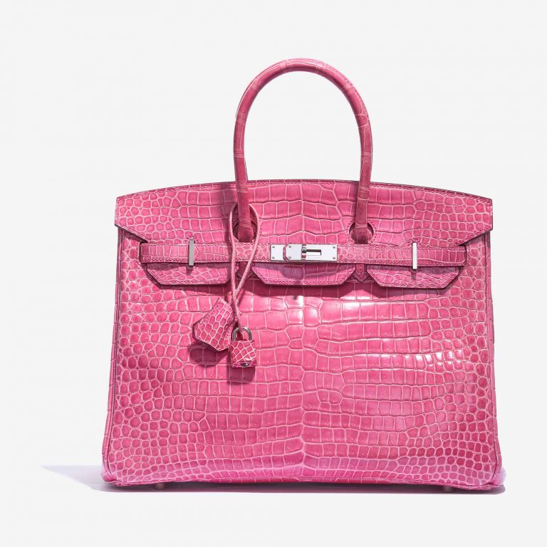 Hermès Birkin 35 Porosus Crocodile Lisse Rose Tyrien Front