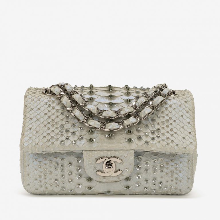 Chanel Timeless Small Python Silver