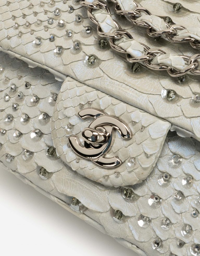 Chanel Timeless Small Python Silver