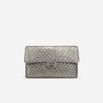 Chanel Timeless Clutch Lamb Chevron Silver