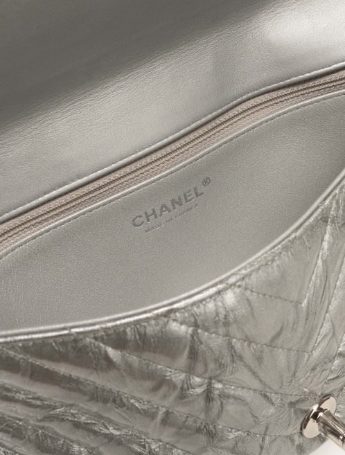 Chanel Timeless Clutch Lamb Chevron Silver