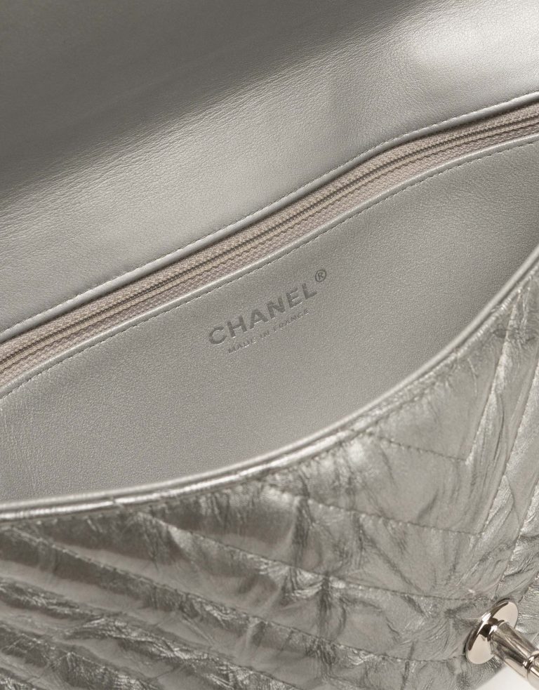 Chanel Timeless Clutch Lamb Chevron Silver