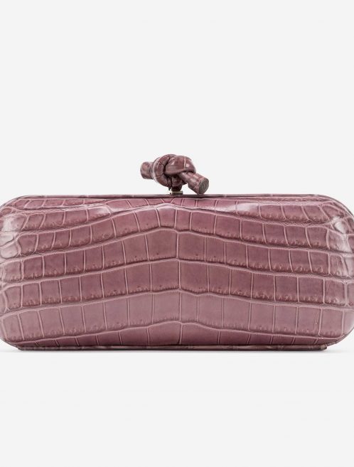 Bottega Veneta Stretch Knot Clutch Crocodile Violet