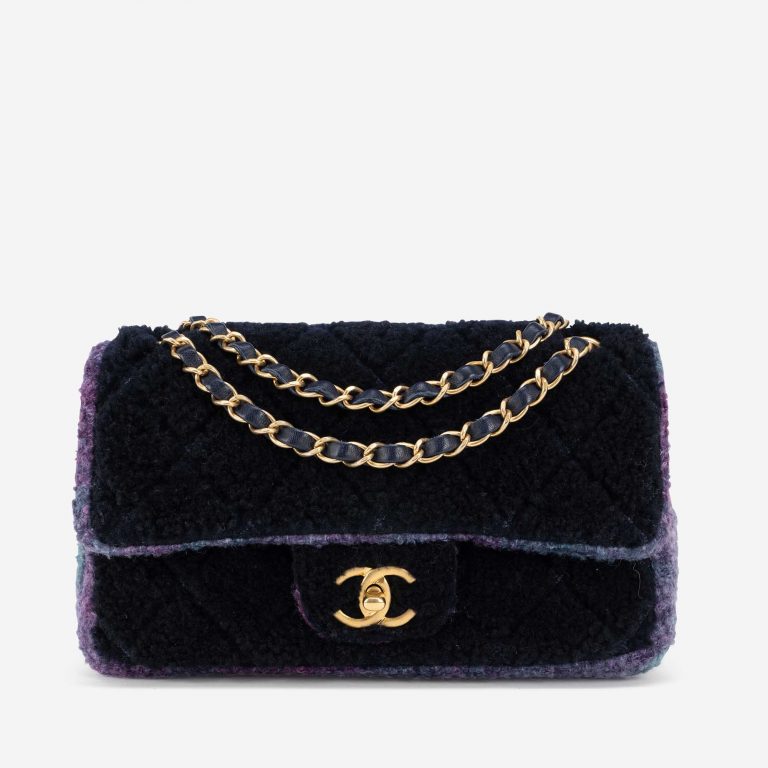 Chanel Timeless Small Shearling / Tweed Blue