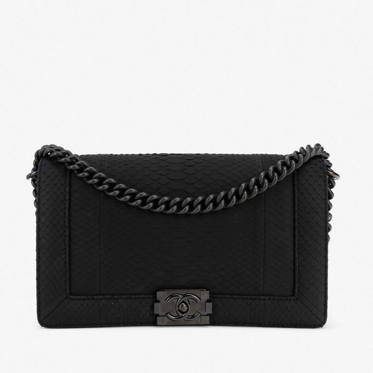 Chanel Boy Medium Python So Black