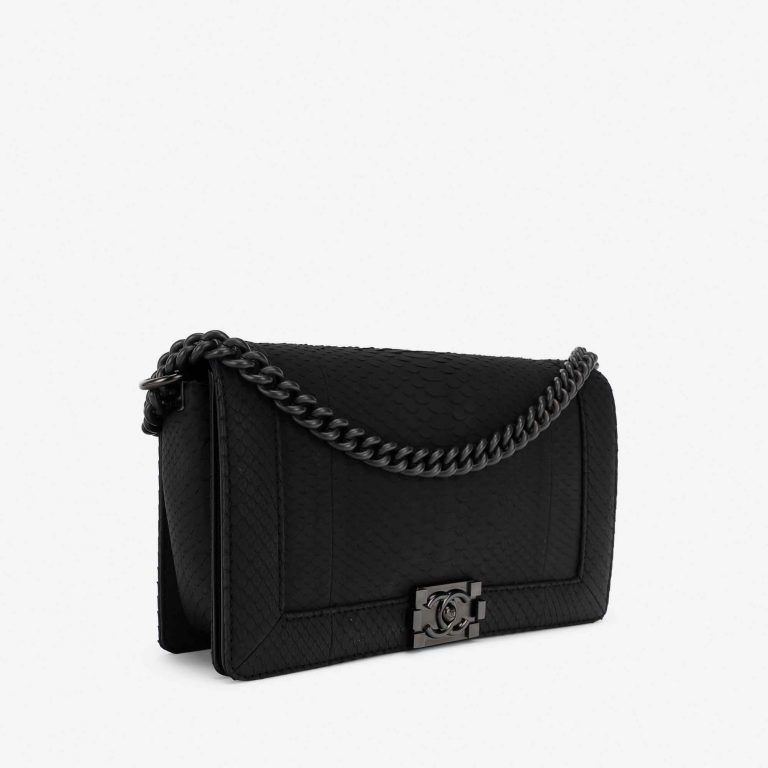 Chanel Boy Medium Python So Black