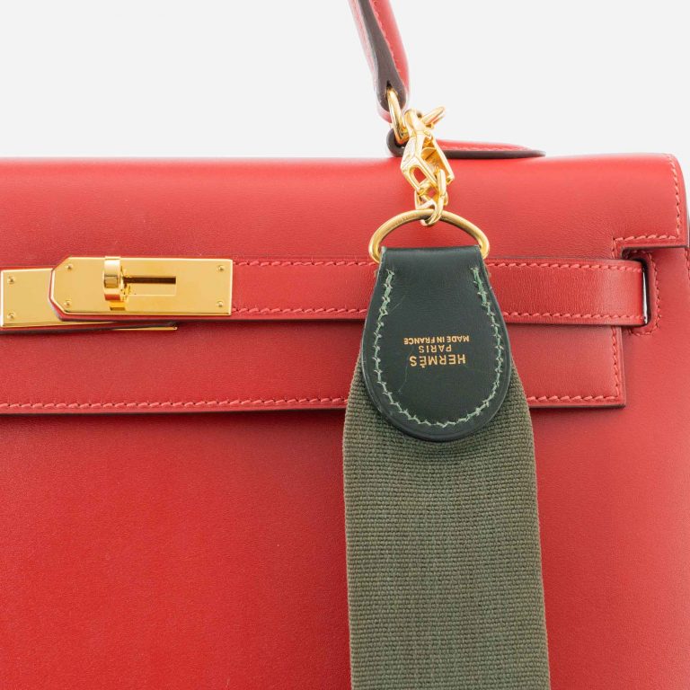 Hermès Shoulder Strap Canvas / Box Vert Anglais