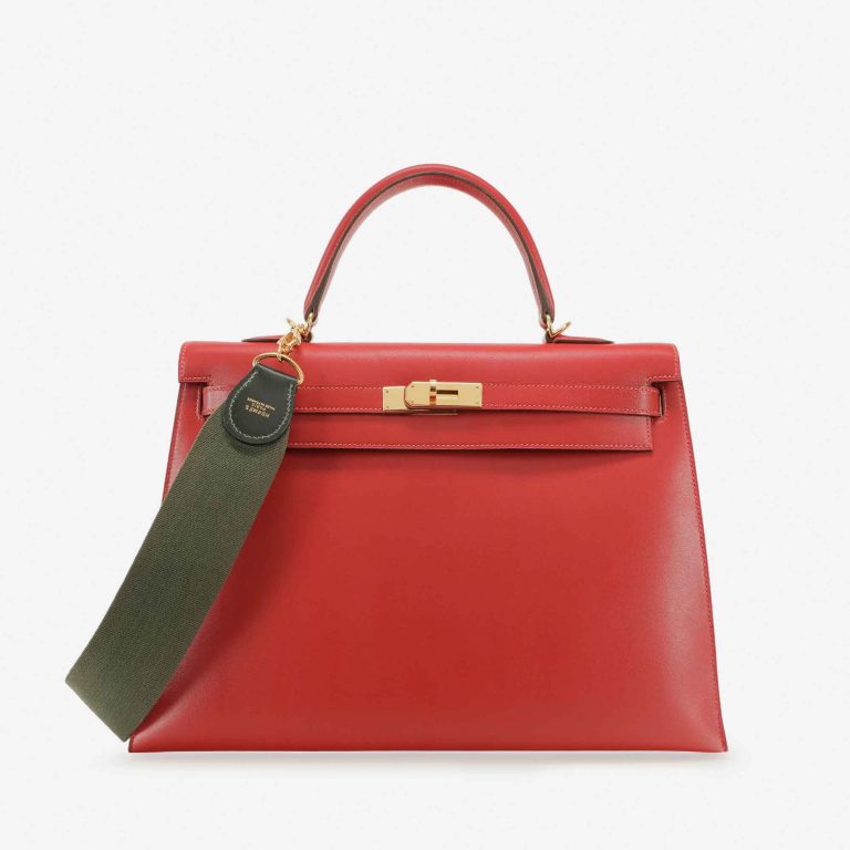 Hermès Shoulder Strap Canvas / Box Vert Anglais