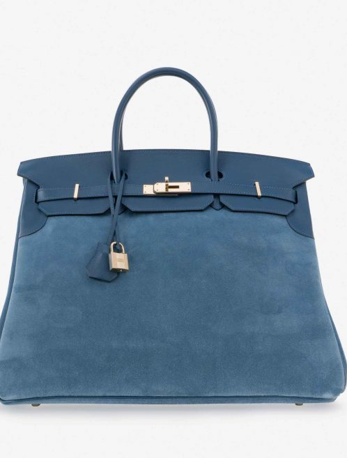 Hermès Birkin 40 Suede Grizzly Blue Thalassa