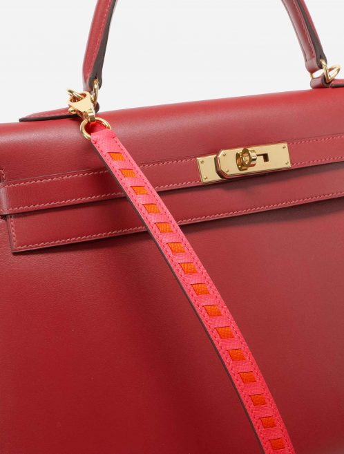 Hermès Shoulder Strap Tressage de Cuir Epsom Rose Azalee / Abricot