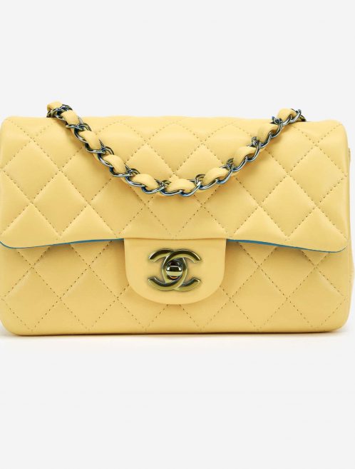 Chanel Rainbow Timeless Mini Rectangular Lamb Yellow / Petrol