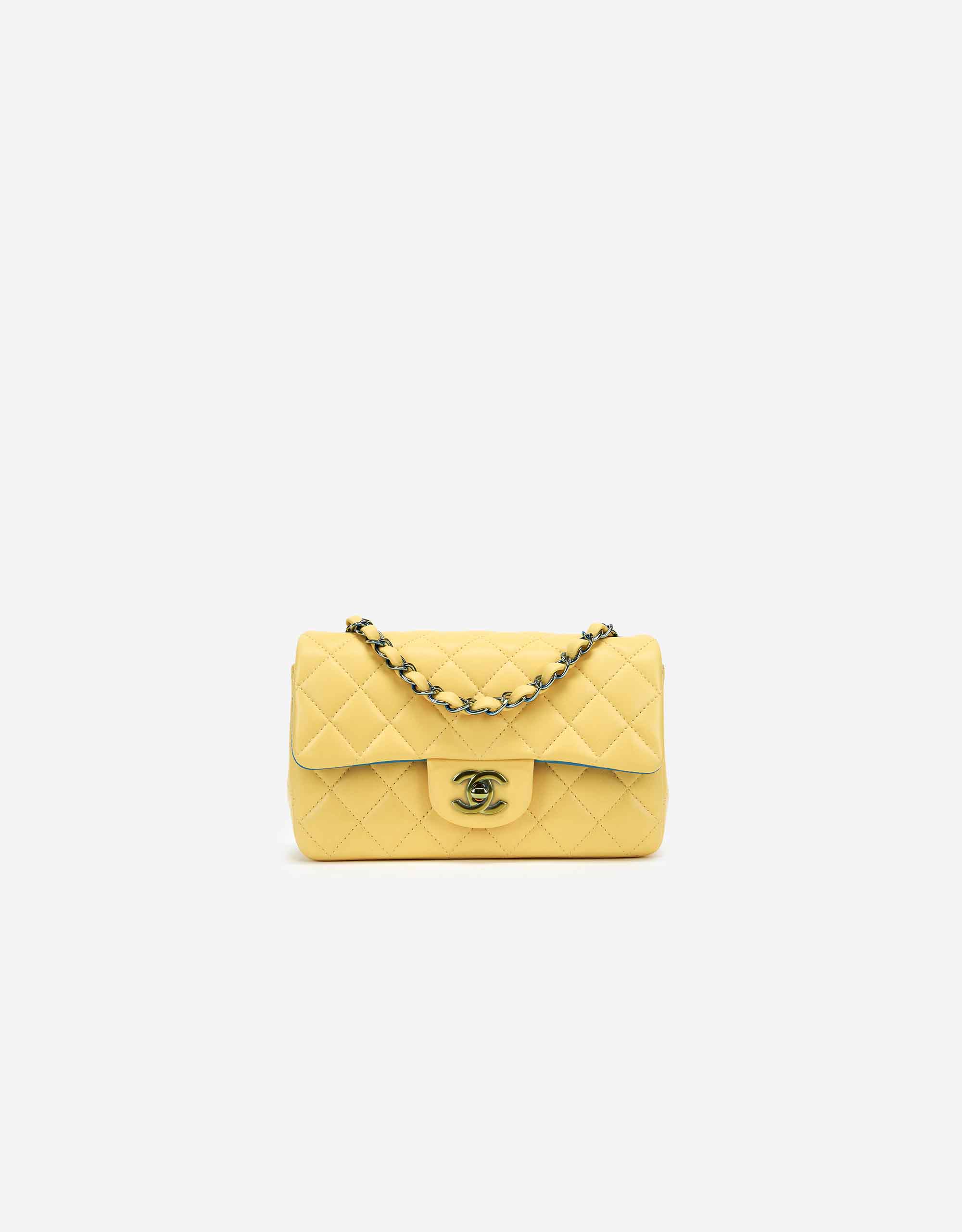 Chanel Timeless Mini Rectangular Lamb Yellow / Petrol