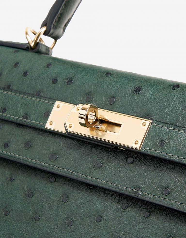 Hermès Kelly 28 HSS Ostrich Vert Titien/ Bleu Indigo