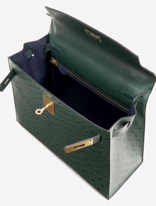 Hermès Kelly 28 HSS Ostrich Vert Titien/ Bleu Indigo