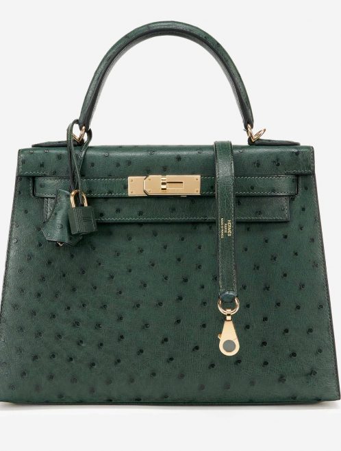 Hermès Kelly 28 HSS Ostrich Vert Titien/ Bleu Indigo
