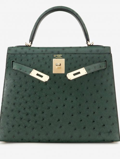 Hermès Kelly 28 HSS Ostrich Vert Titien/ Bleu Indigo
