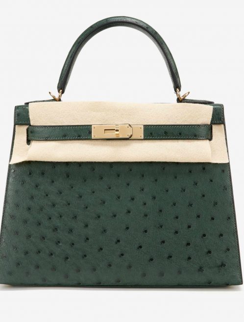 Hermès Kelly 28 HSS Ostrich Vert Titien/ Bleu Indigo