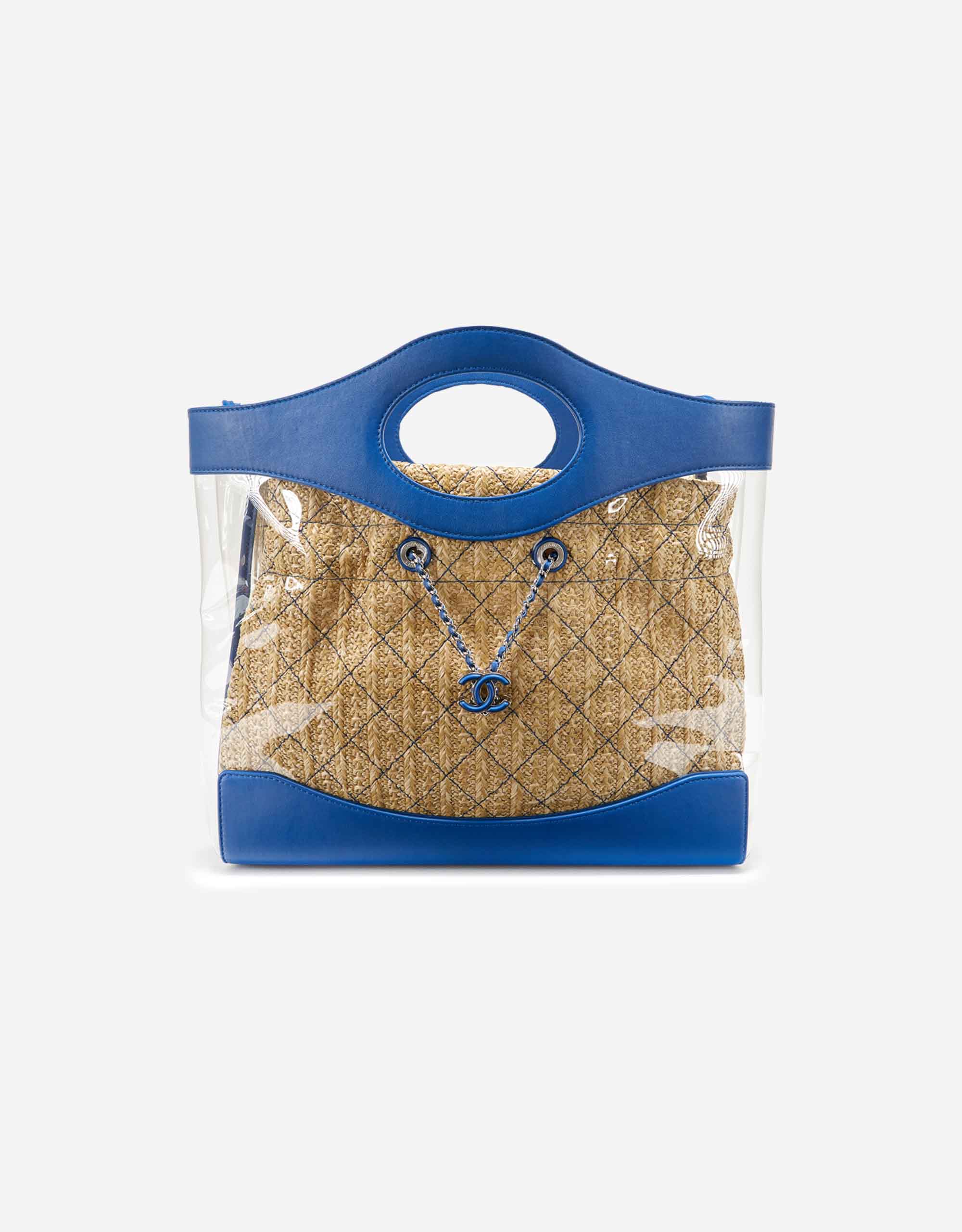 Chanel Shopper PVC Straw Blue Transparent SACLÀB