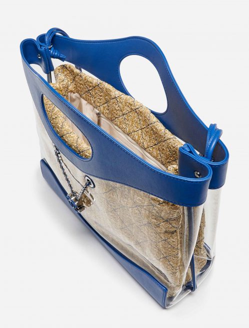 Pre-owned Chanel bag Shopper PVC / Straw Blue / Transparent Blue, Transparent | Sell your designer bag on Saclab.com