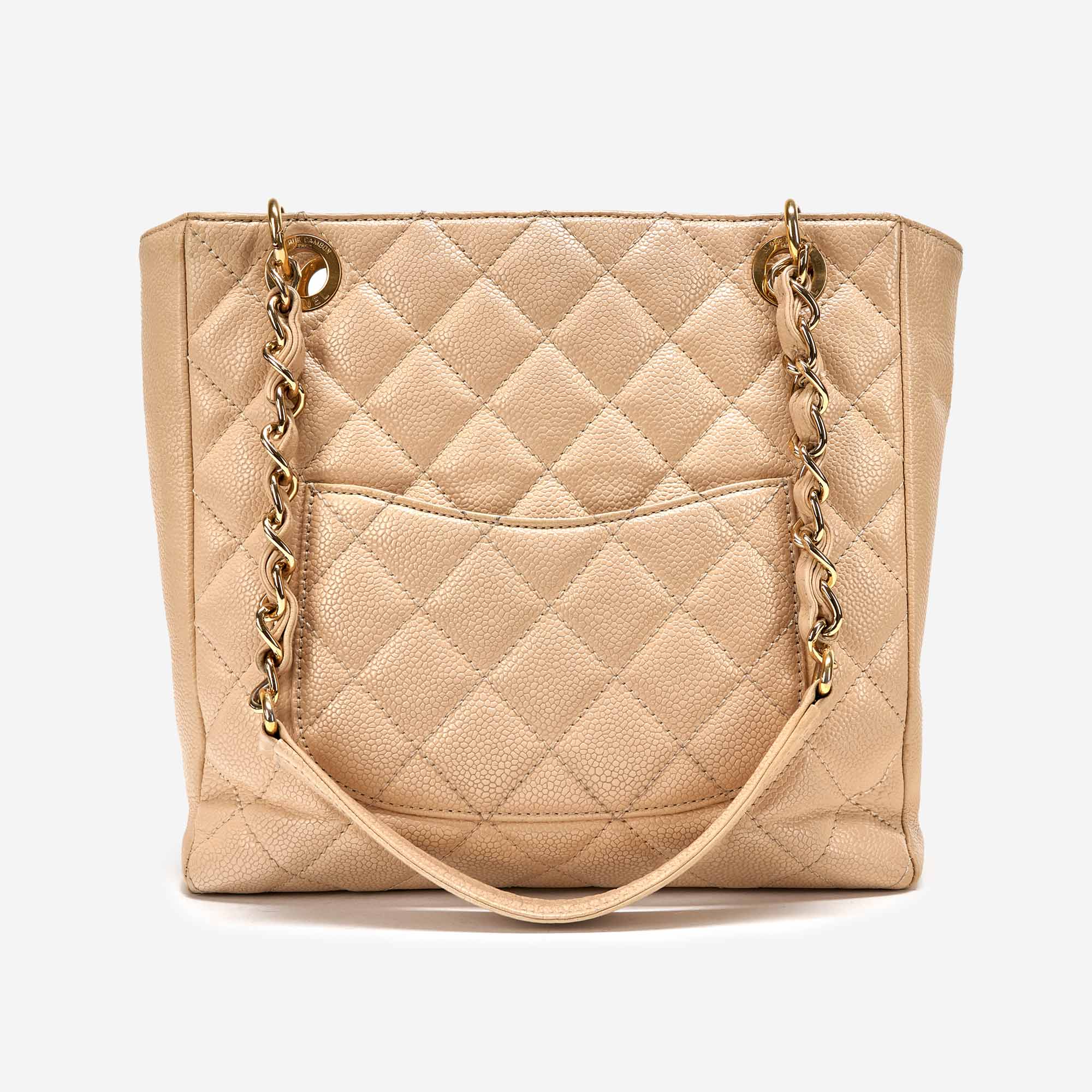 【ヴィンテージ】Rank:S☆Chanel Beige Petite Series15 ToteBag Chanel Vintage CC Tote Bag Beige Calfskin - Luxe Du Jour