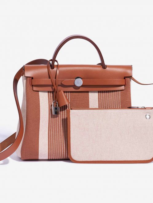 Hermès Herbag 31 Vache Hunter / Toile H Vibration Fauve / Ecru-Beige