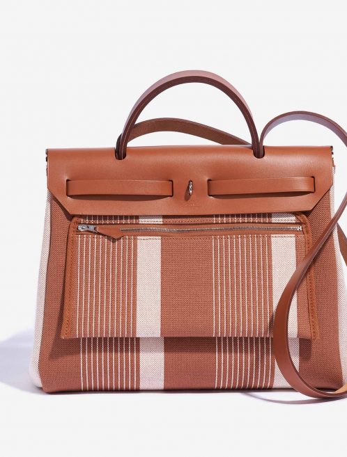 Hermès Herbag 31 Vache Hunter / Toile H Vibration Fauve / Ecru-Beige
