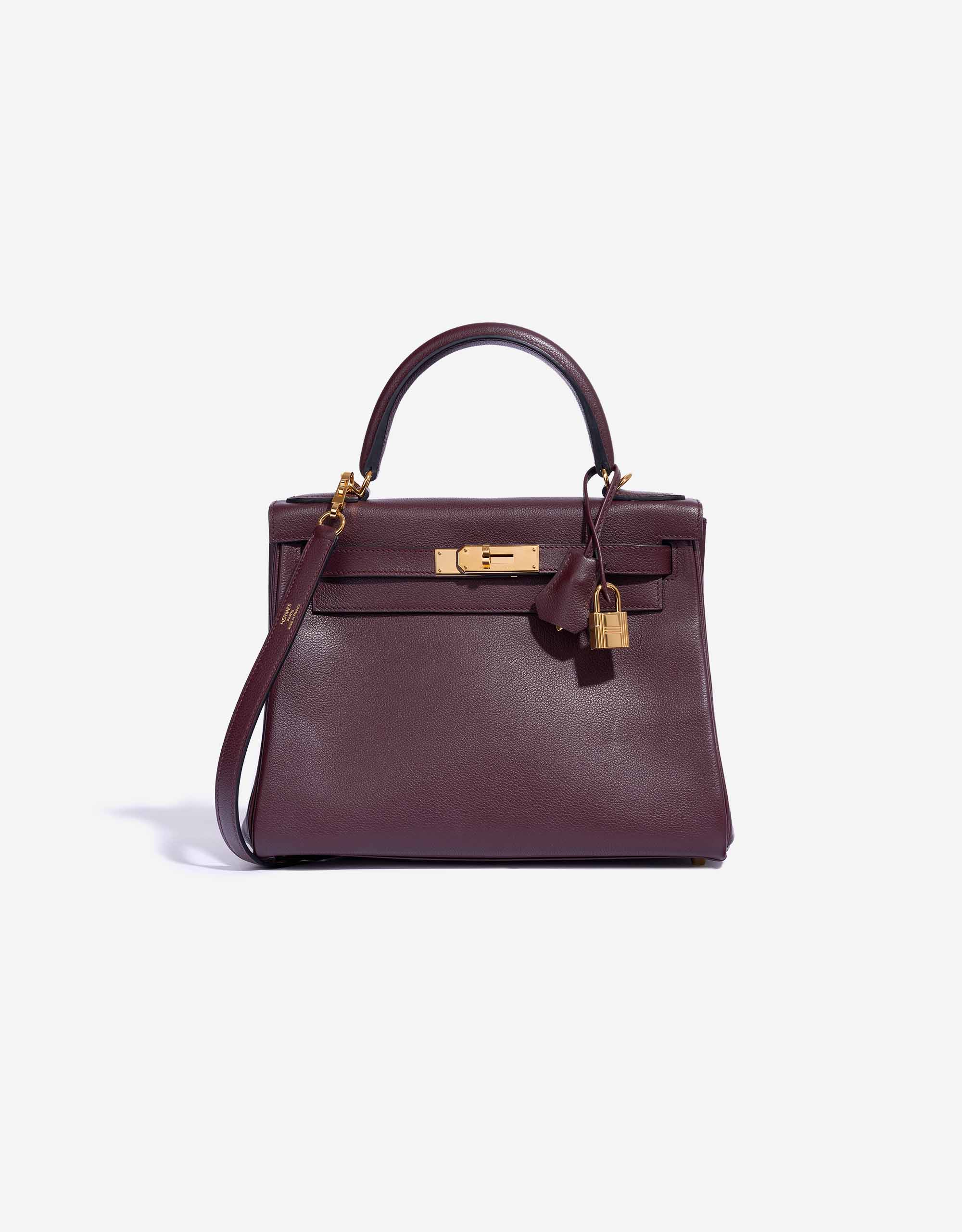 希少　Hermes エルメス　フィデリオヴィラージュ　パープル　ブラウン Hermès Kelly 28 Evercolor Prune | SACLÀB