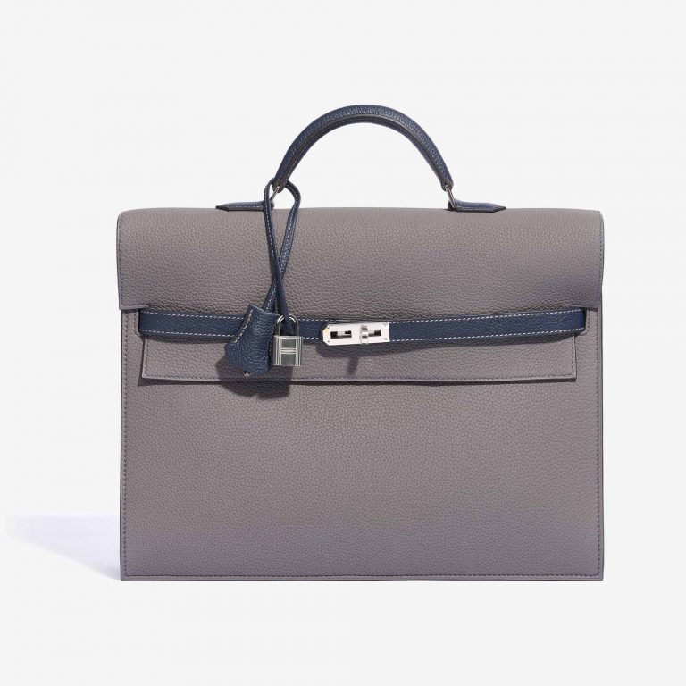 Hermès Kelly Depeche 34 Clemence Gris Mouette / Blue Nuit